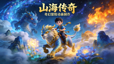 国产动画电影《山海传奇》海报 - 奇幻冒险动画制作